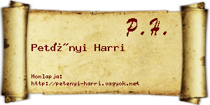 Petényi Harri névjegykártya